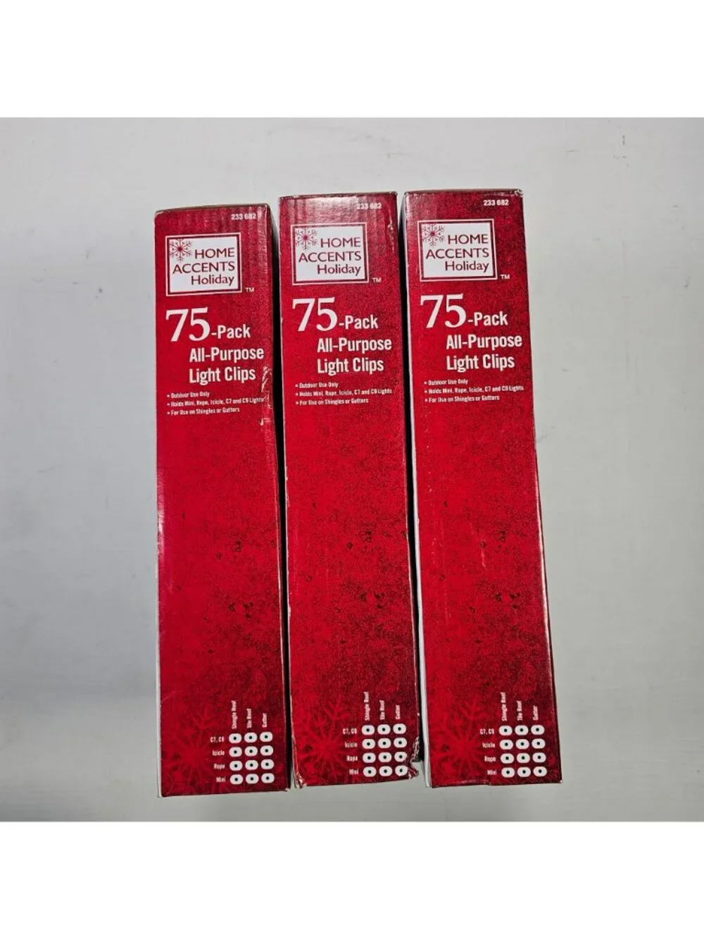Lot of 3 Home Accents Holiday 75pk Light Clips Outdoor Shingles & Gutters 225pc